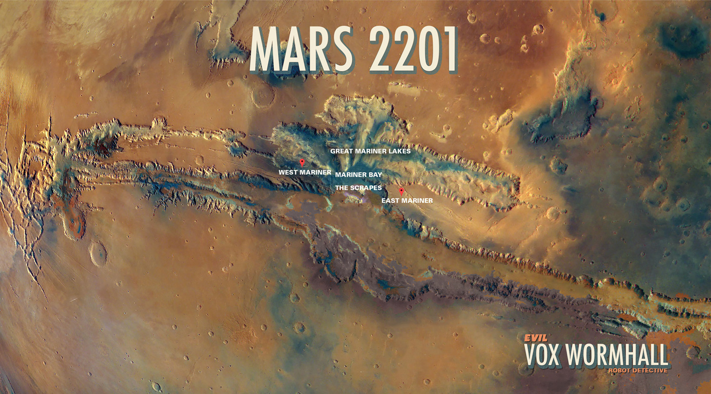 Terraformed Mars around Valles Marineris circa 2201