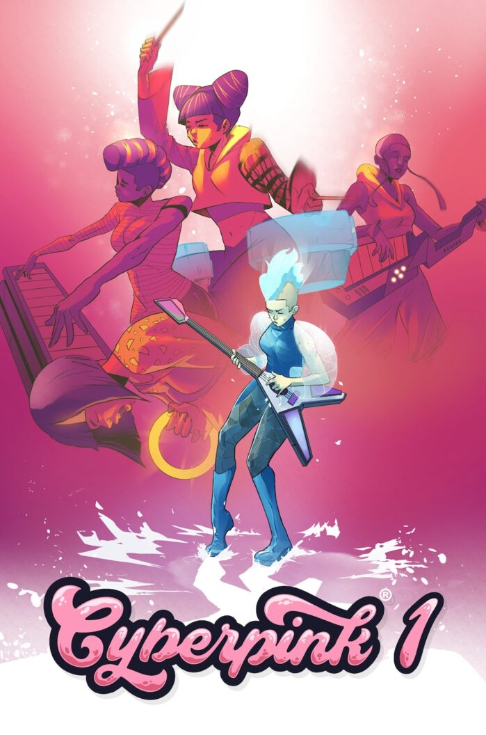 Cyberpink® graphic novel cover with band playing